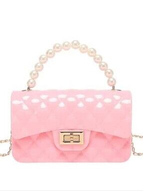 Narwey Pink Mini Quilted Jelly Crossbody Bag Purse Pearl Handle, OS